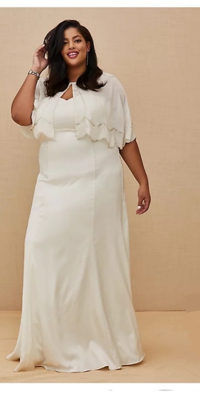 💍Ivory Satin Strapless Wedding Dress - Picture 3 of 11